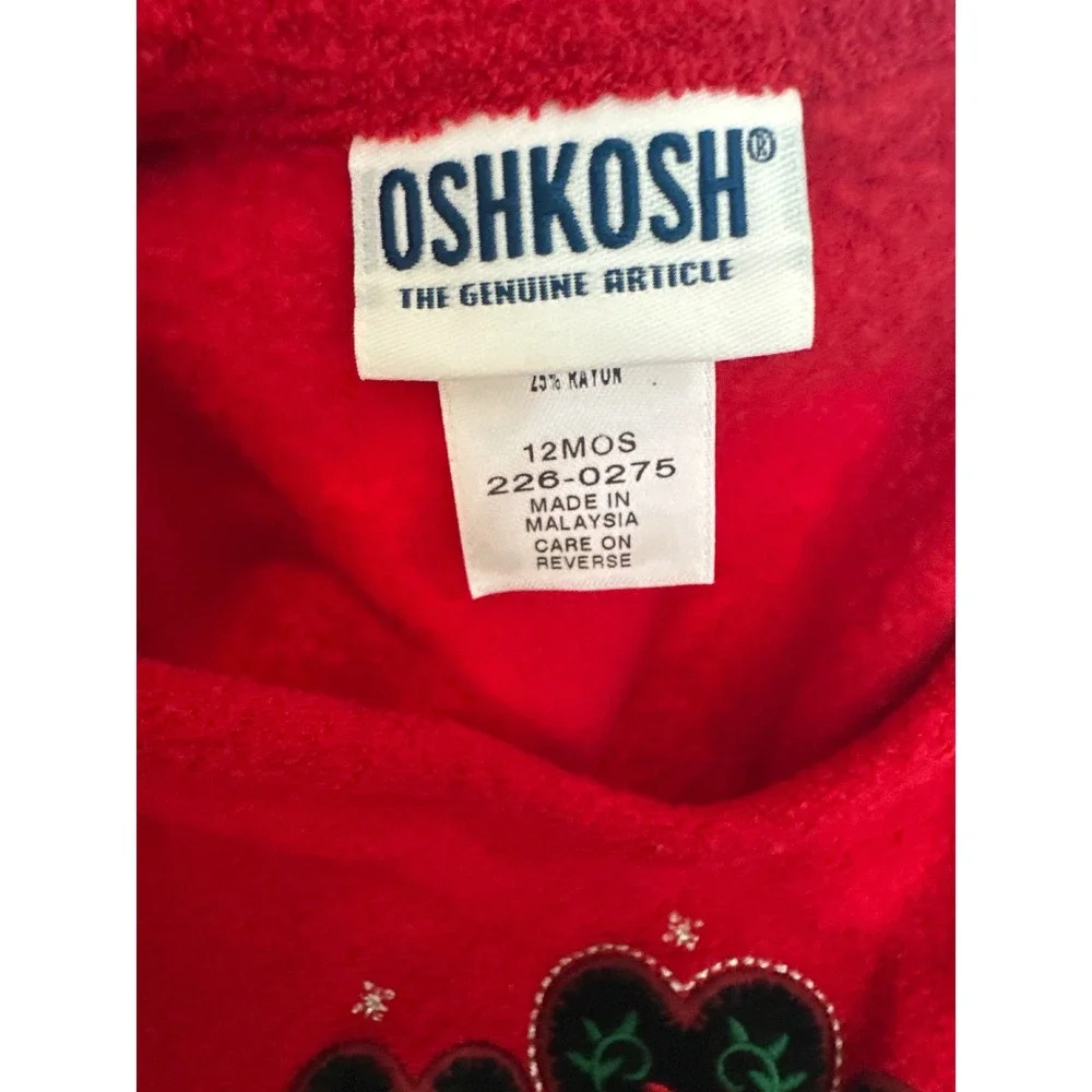 Vintage OshKosh B'gosh Red Fleece‎ Heart Applique Sweatshirt 12 Months
